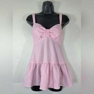 NEW KATE SPADE SEERSUCKER STRIPE BOW TOP BLOUSE.